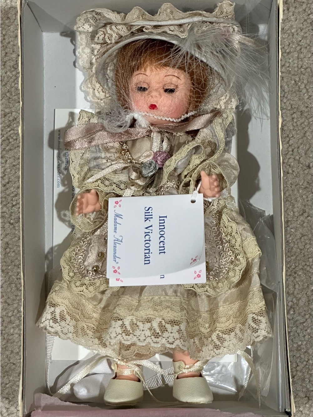 Silk Victorian Madame Alexander Doll in Cream Lace